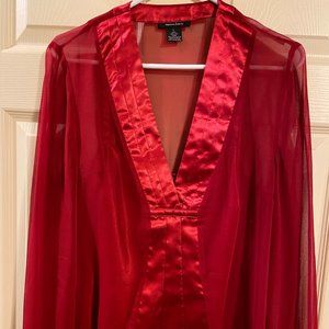 Susan Lewis red sheer silk blouse with matching red camisole. Large